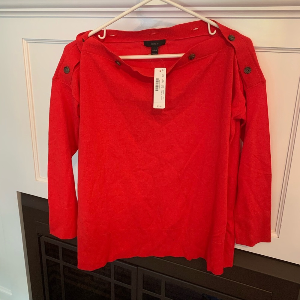 New w Tags- Red Adjustable Button JCREW Sweater